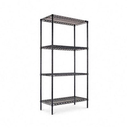 FINEFABRICS Industrial Wire Shelving Starter Kit  4 Shelves  36w x 18d x 72h  Black FI196660